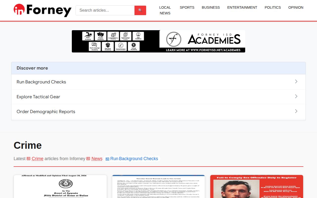 Kaufman County and Forney crime news record coverage