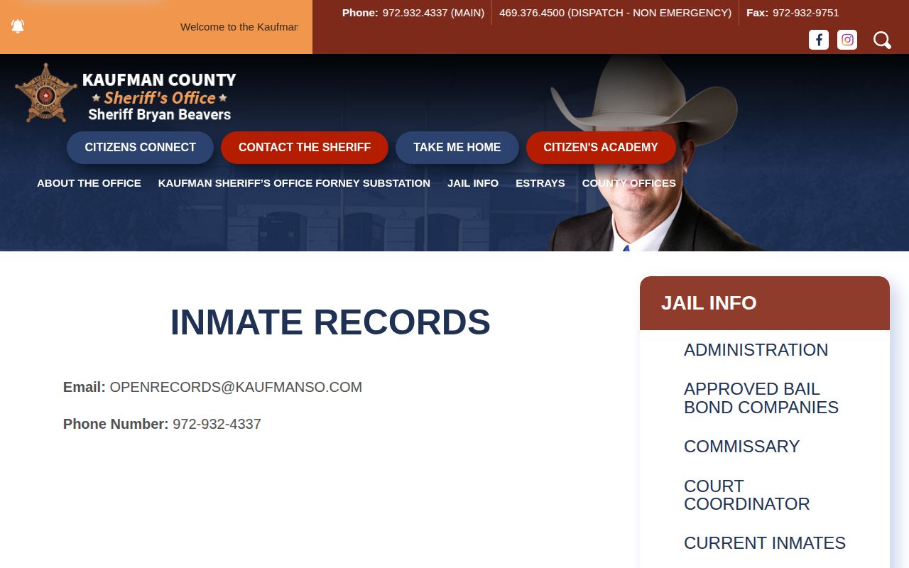Kaufman County inmate records and booking record source